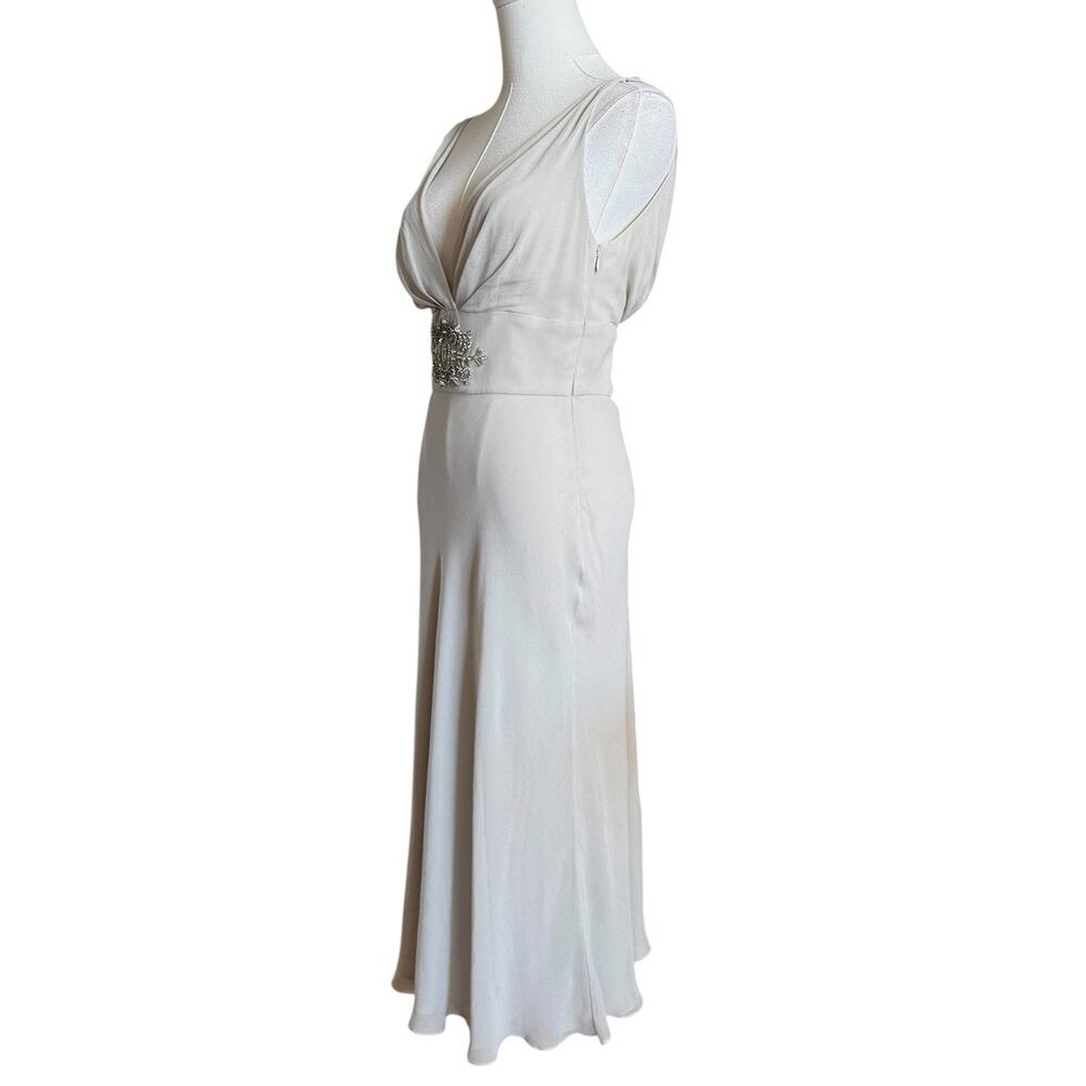 Collette Dinnigan NWT 100% Silk Silver Mist Hand Beaded Evening Gown Dress XS - Picture 10 of 16